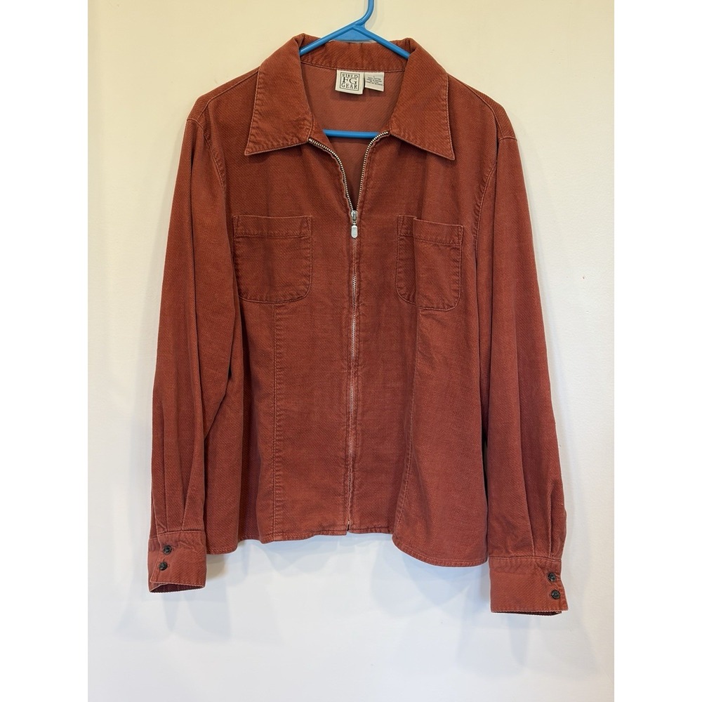Vintage Field Gear Burnt Orange Zipper Shirt Jacket Sz L Outdoor Hiking Womens